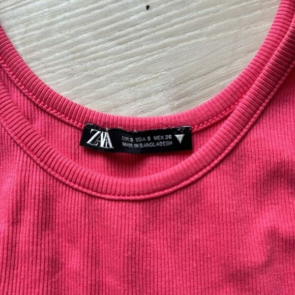 Zara Cropped Tank Top 3 Pack Bundle, Black, Pink, Neon Ribbed Size S Small - Picture 6 of 7